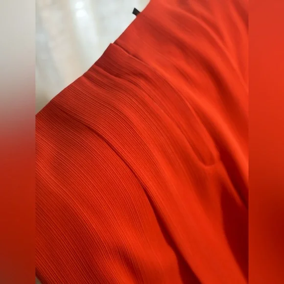 Theory Wide-Leg Pleated Pants Admiral Stripe Orange Poppy Size 8 - Picture 6 of 9